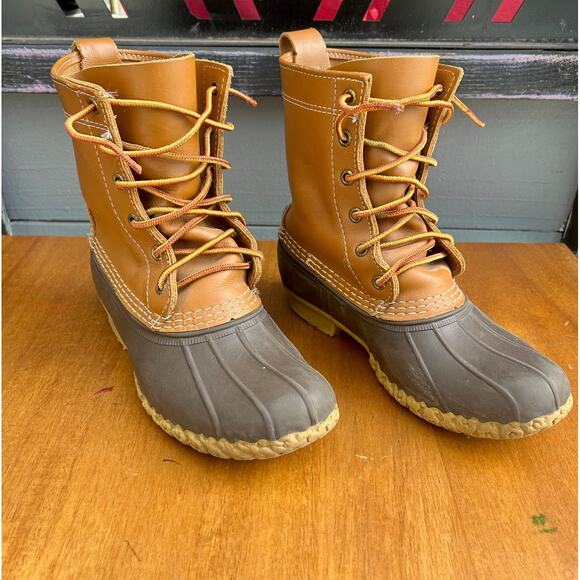LL Bean Vintage Duck Boots Made in Maine Leather Upper Youth Mens 4H Women’s 6 - Picture 4 of 7